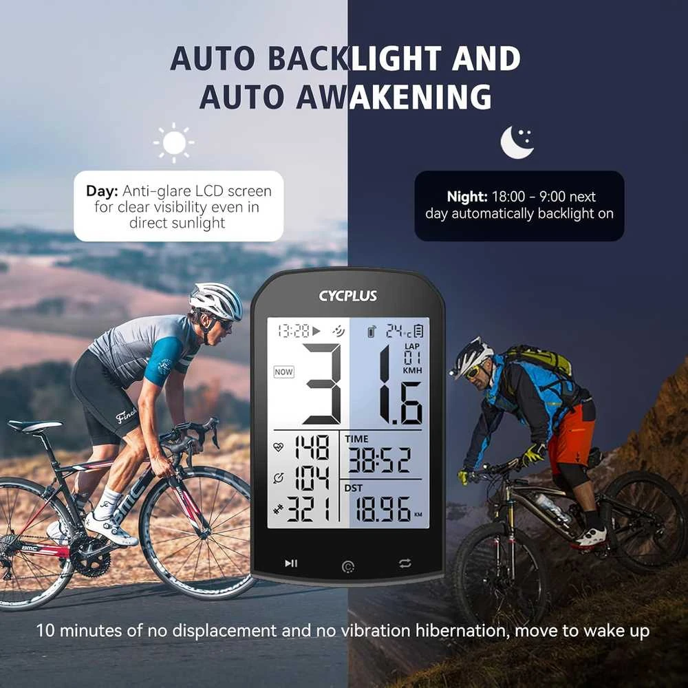 CYCPLUS GPS dviratininko kompiuteris su LCD ekranu 2,9", vandeniui atsparus, ANT+ ryšys, modelis M1+Z1+C3