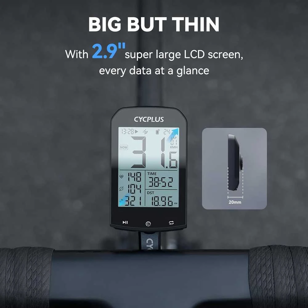 CYCPLUS GPS dviratininko kompiuteris su LCD ekranu 2,9", vandeniui atsparus, ANT+ ryšys, modelis M1+Z1+C3