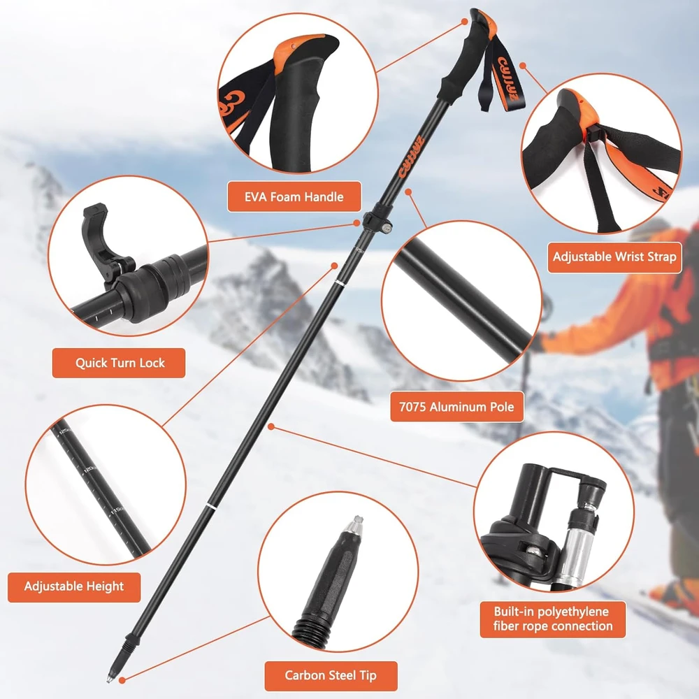 CYJJYZ sulankstomos reguliuojamos trekingo ir nordic walking lazdos, aliuminio, 108-135 cm, 2 vnt.