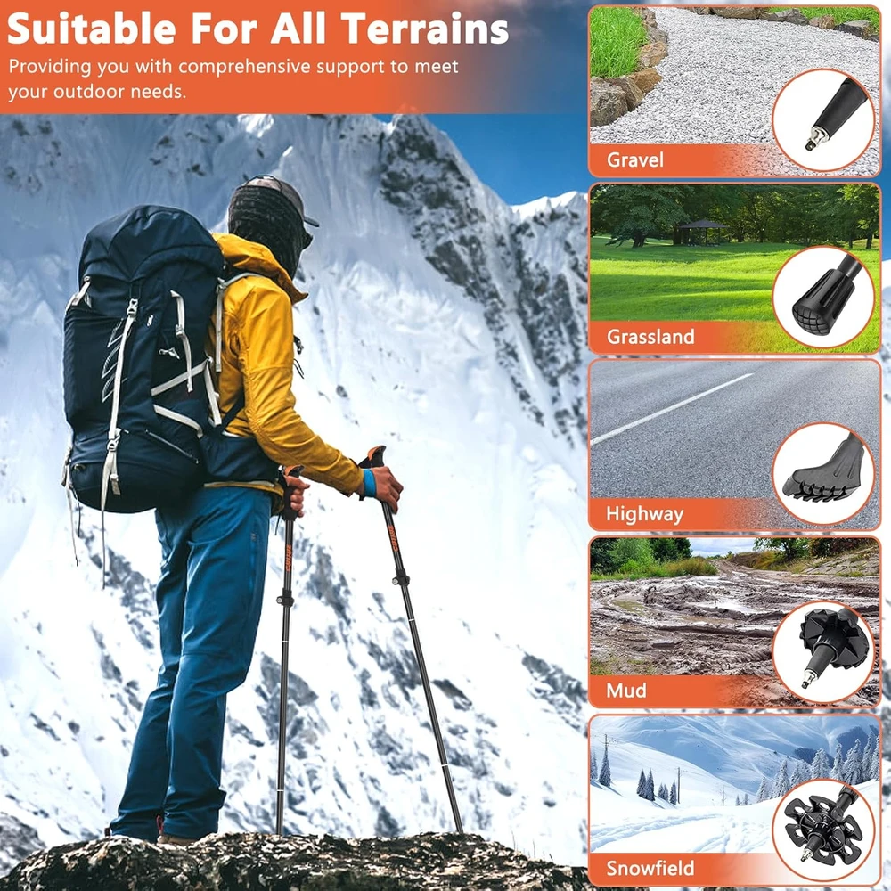 CYJJYZ sulankstomos reguliuojamos trekingo ir nordic walking lazdos, aliuminio, 108-135 cm, 2 vnt.