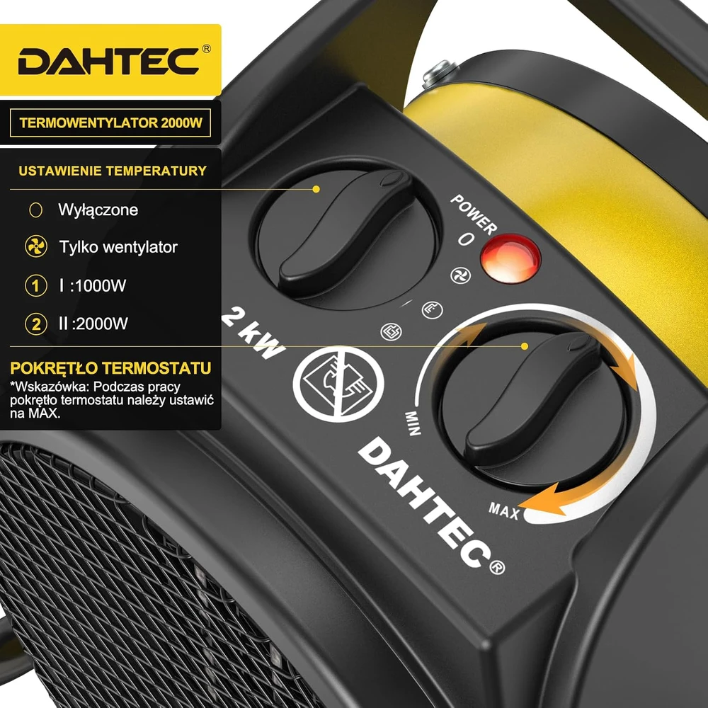 DAHTEC elektrinis PTC šildytuvas su ventiliatoriumi 2000 W BGP1506-02