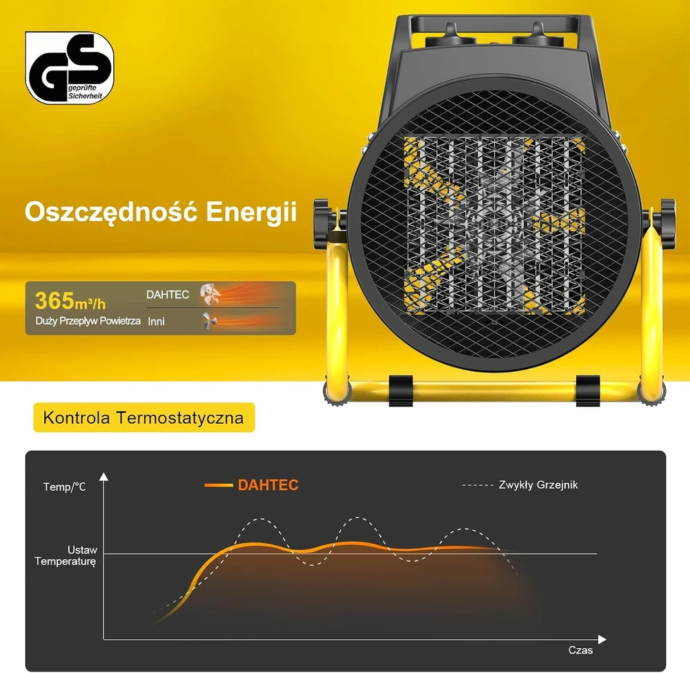 DAHTEC elektrinis termoventiliatorius 3000 W, keraminis PTC, 3 režimai, BGP1506-03