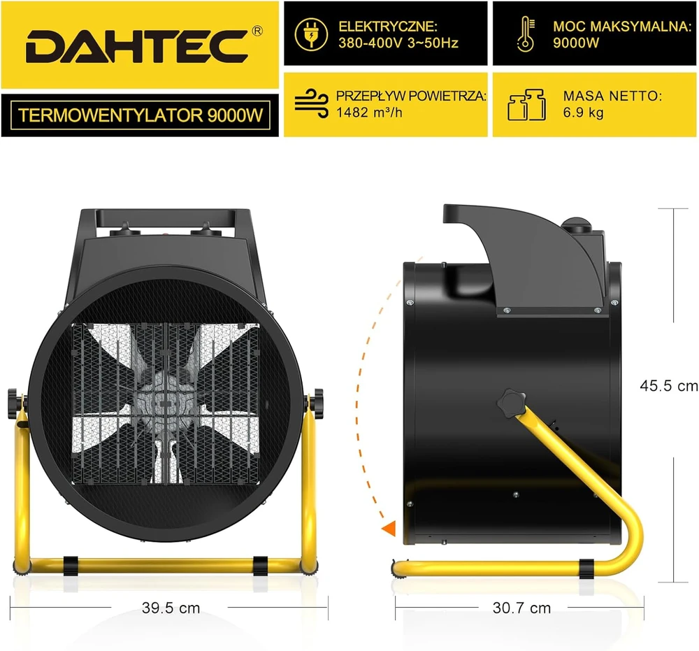 DAHTEC elektrinis termoventiliatorius 9000 W su PTC kaitinimo elementu BGP1506-09