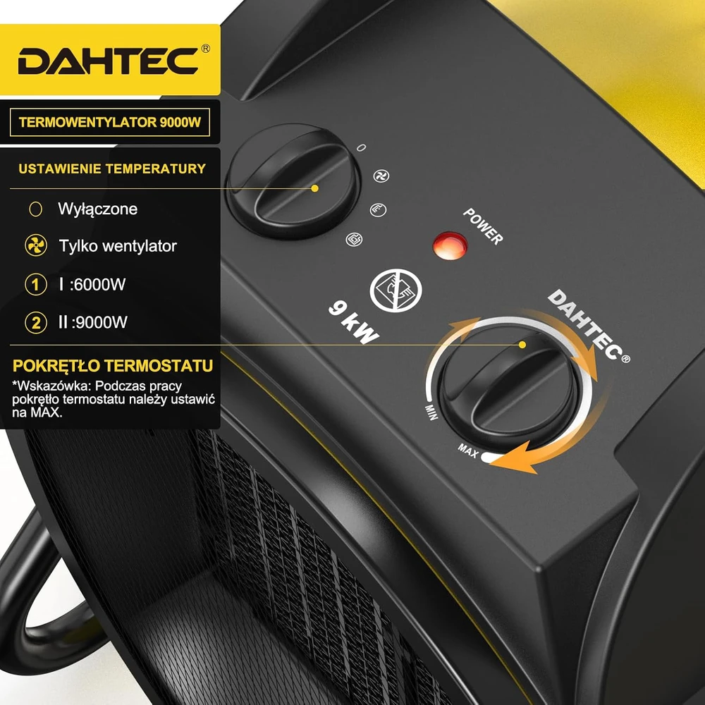 DAHTEC elektrinis ventiliatorinis šildytuvas 9000 W su PTC elementu BGP1506-09