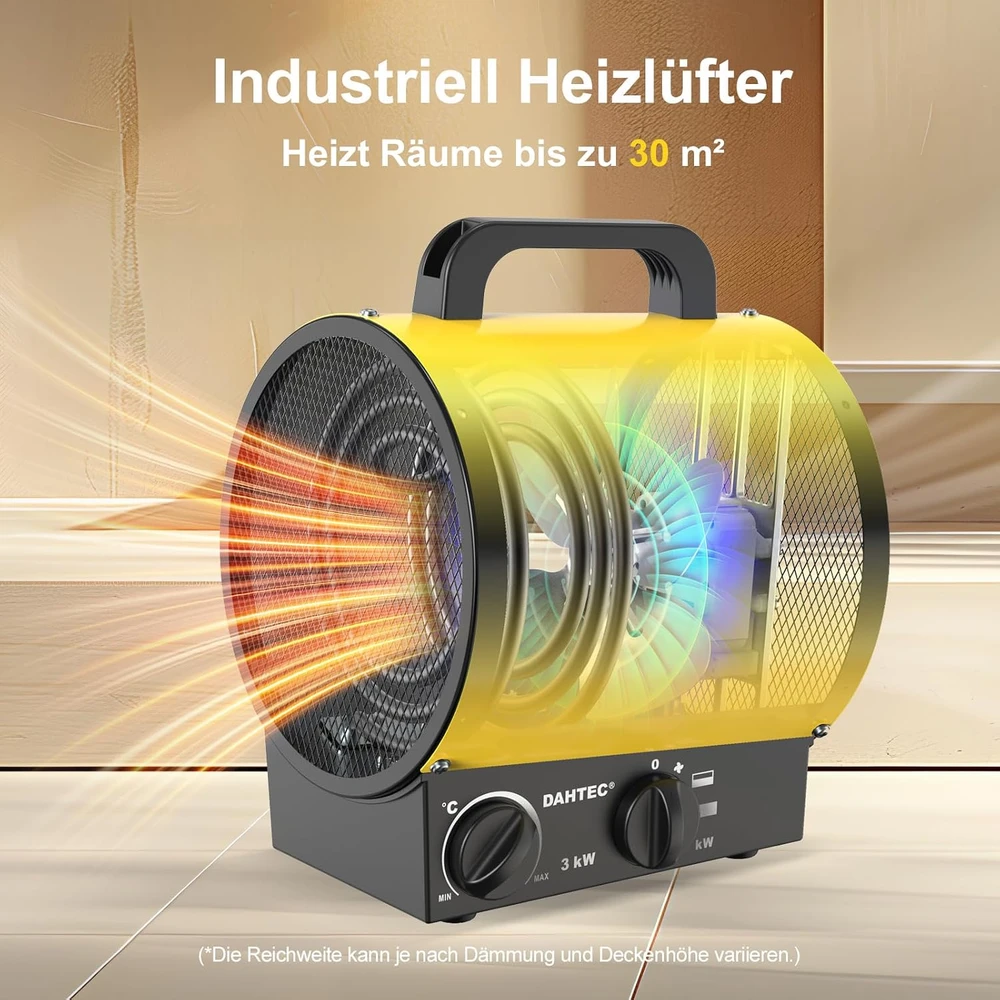 DAHTEC nešiojamas elektrinis šildytuvas 3000 W su termostatu BGP1308-03