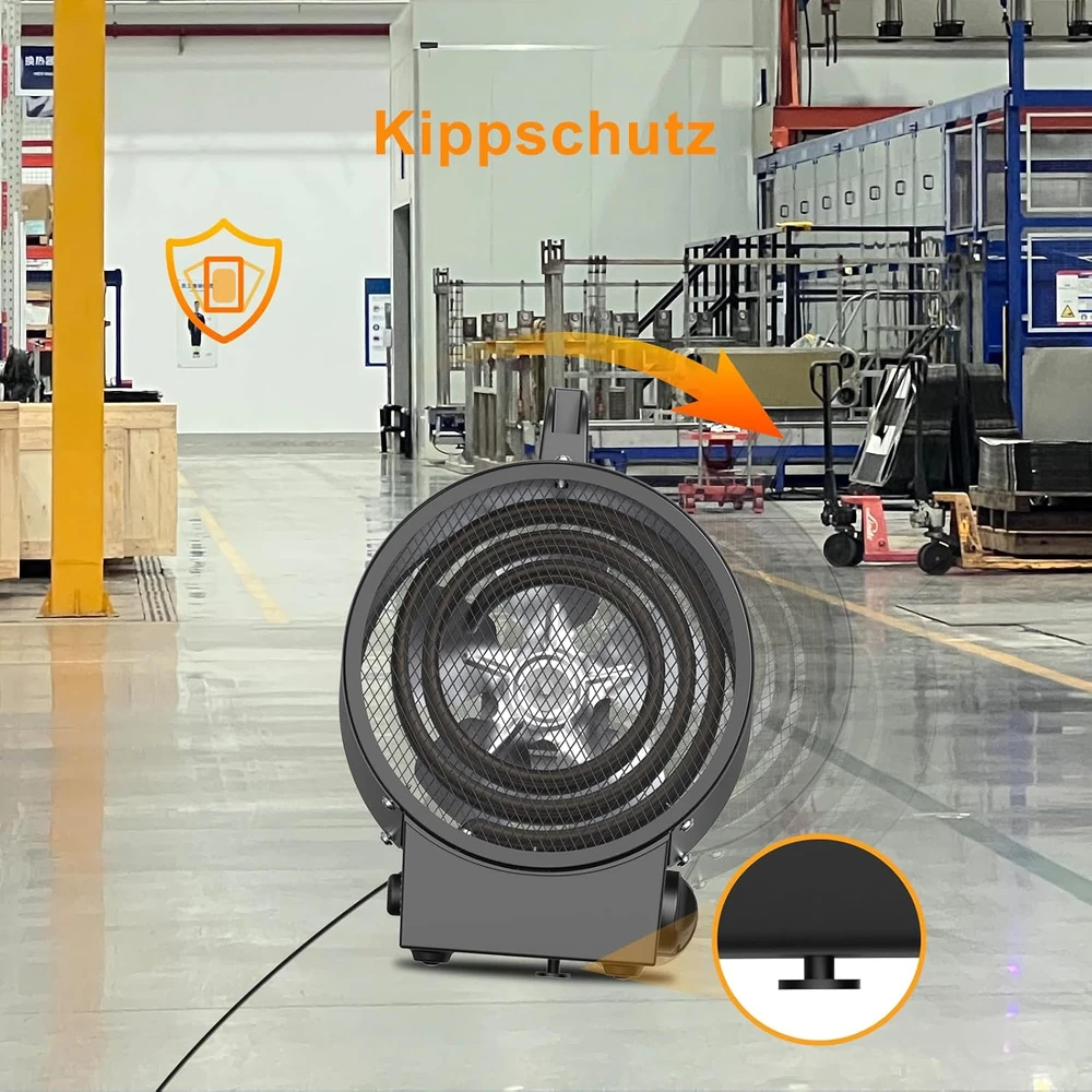 DAHTEC nešiojamas elektrinis šildytuvas 3000 W su termostatu ir apsauga nuo perkaitimo BGP1308-03