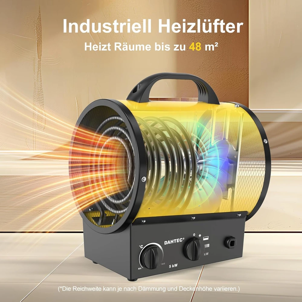 DAHTEC nešiojamasis elektrinis šildytuvas 5000 W su termostatu BGP1308-05