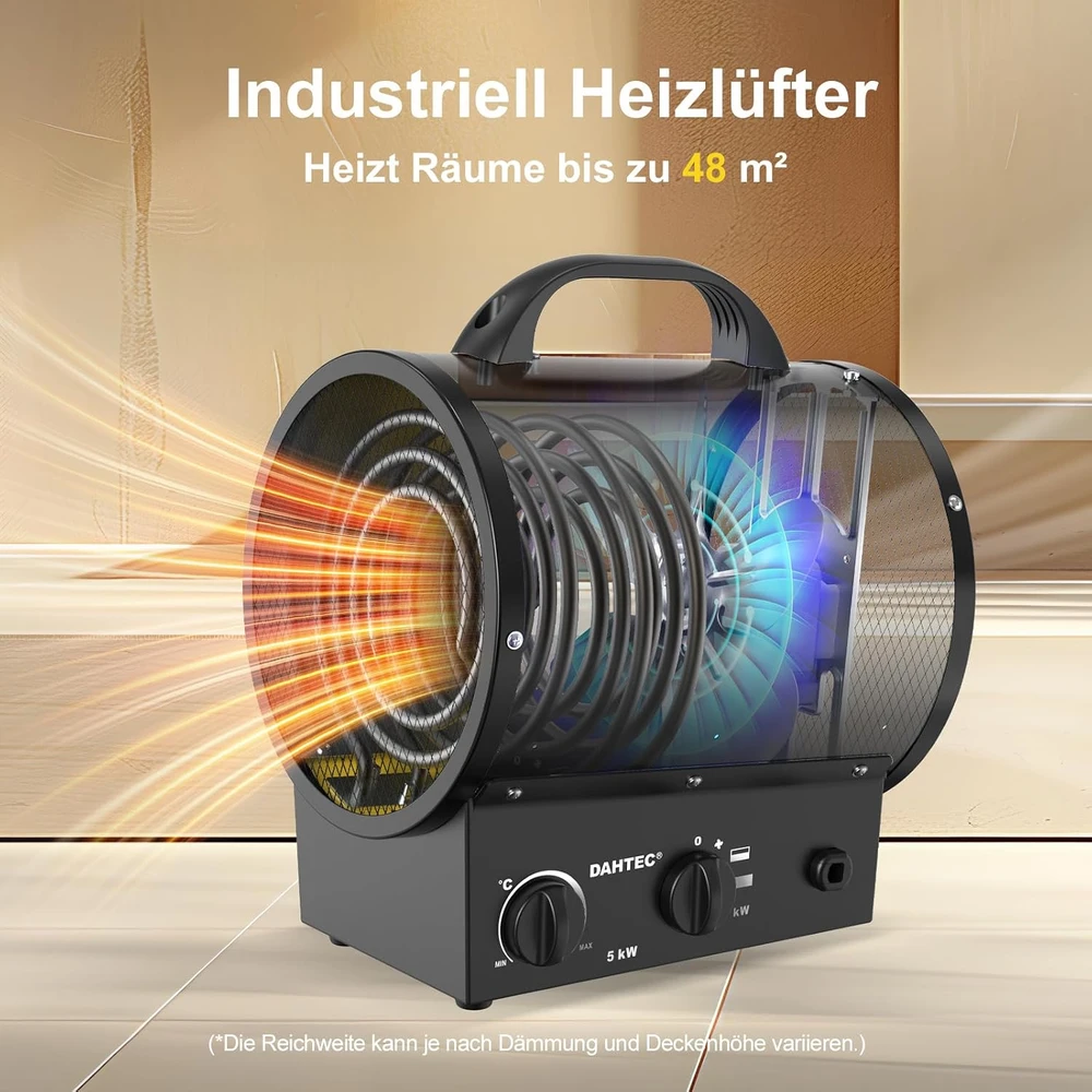 DAHTEC pramoninis elektrinis šildytuvas su ventiliatoriumi 5000 W BGP1308-05