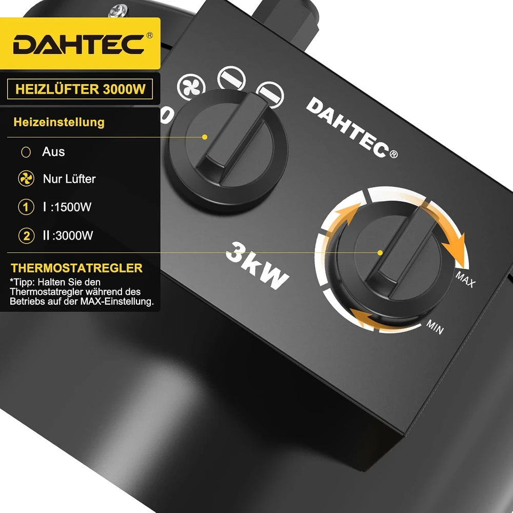 DAHTEC pramoninis termoventiliatorius 3000 W su termostatu BG-C3/1-13