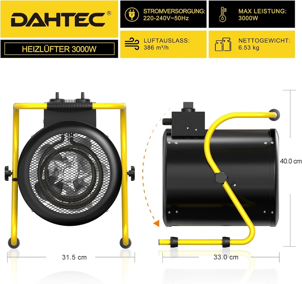 DAHTEC pramoninis termoventiliatorius 3000 W su termostatu BG-C3/1-13