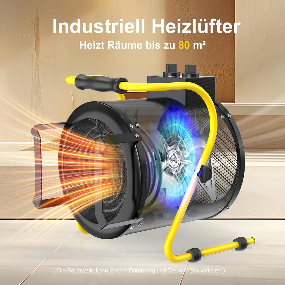 DAHTEC pramoninis termoventiliatorius 9 kW su termostatu ir 3 šildymo pakopomis BG-C9/3