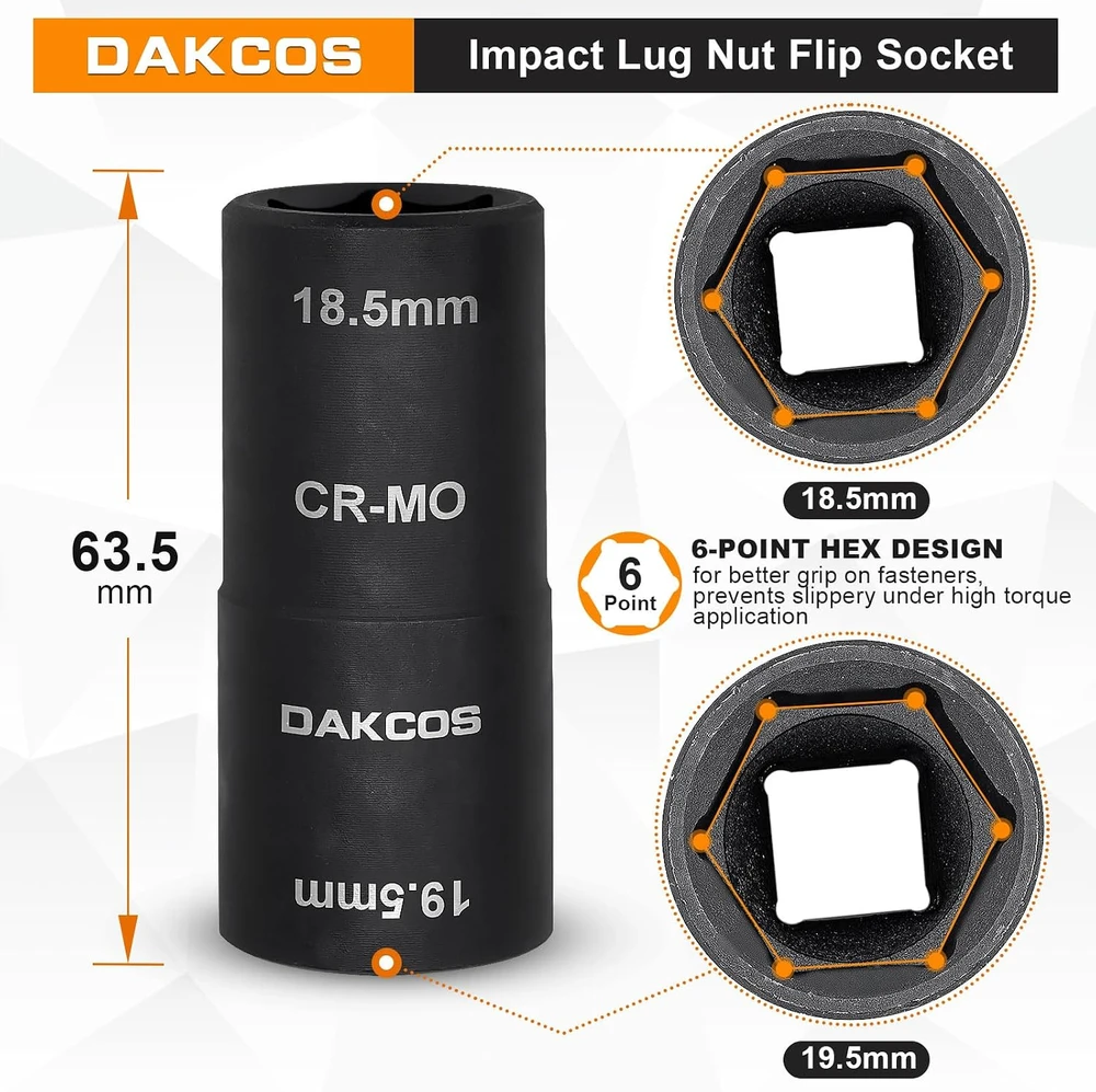 DAKCOS smūginė galvutė ratų veržlėms 18,5–19,5 mm, 1/2 col., KSS01