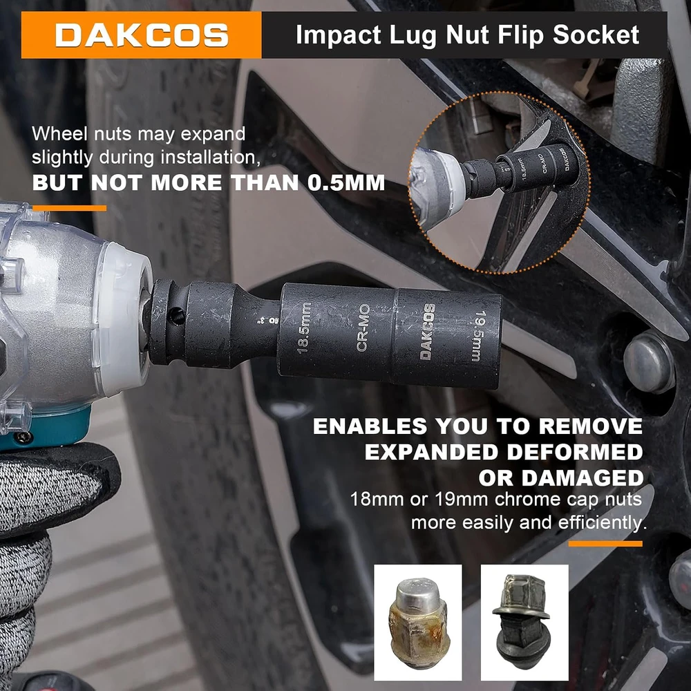 DAKCOS smūginė galvutė ratų veržlėms 18,5–19,5 mm, 1/2 col., KSS01
