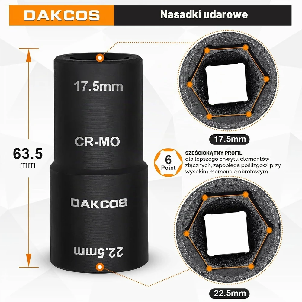 DAKCOS smūginių galvučių pažeistoms ratų veržlėms rinkinys 1/2 col., KSS05