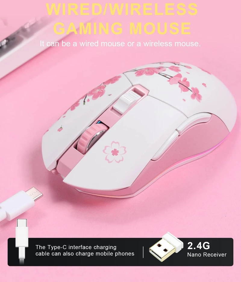 DAREU belaidė žaidimų pelė, 10 000 DPI, 6 programuojami mygtukai, RGB, EM901X
