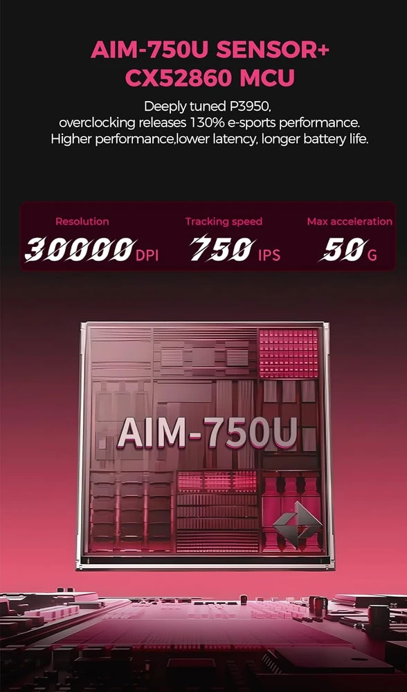 DAREU belaidė žaidimų pelė 30 000 DPI, 8K, įkrovimo stotelė AE6 PRO-BK