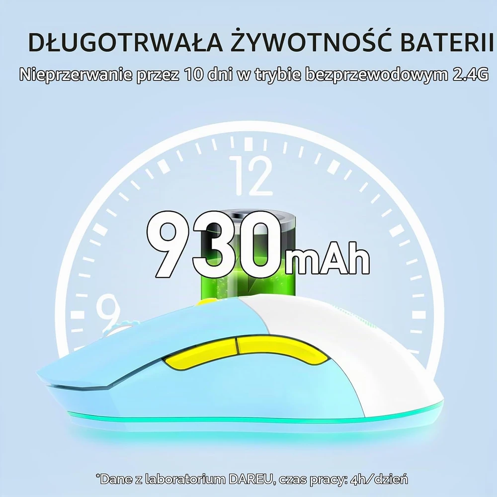DAREU belaidė žaidimų pelė su įkrovimo stotele, 12000 DPI, EM901X