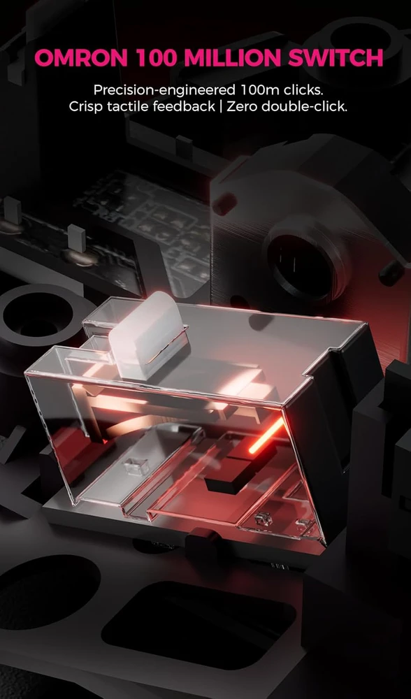 DAREU belaidė žaidimų pelė su PAW3950 jutikliu, 30000 DPI ir 8K dažniu, AE6 PRO-MA