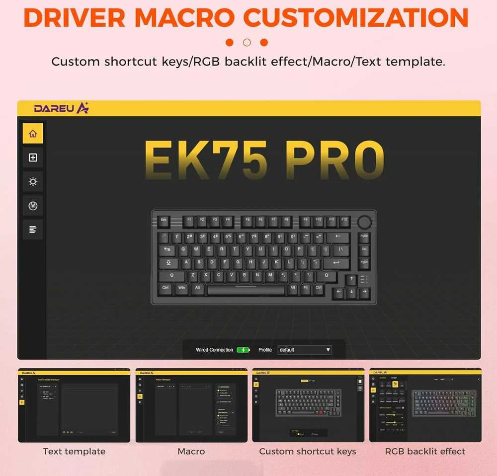 Dareu EK75 Pro RGB belaidė klaviatūra (juoda)