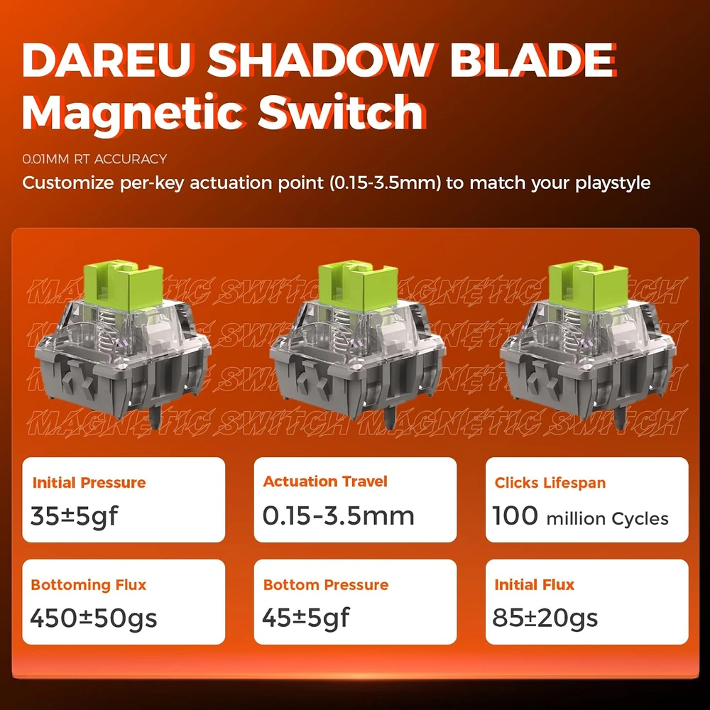 DAREU laidinė žaidimų klaviatūra su magnetiniais jungikliais 8000 Hz COOL68-OR