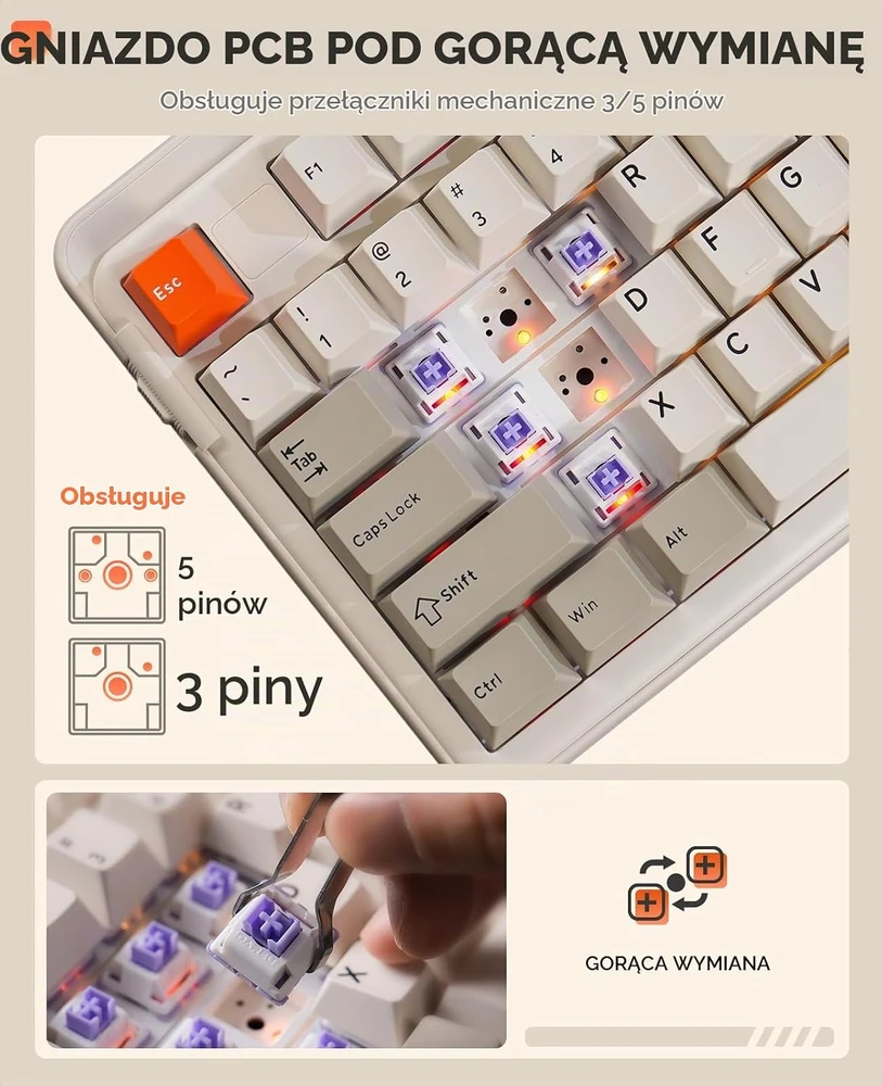 DAREU mechaninė belaidė klaviatūra su skaitmeniniu bloku, RGB, EK98 PRO-BG-D