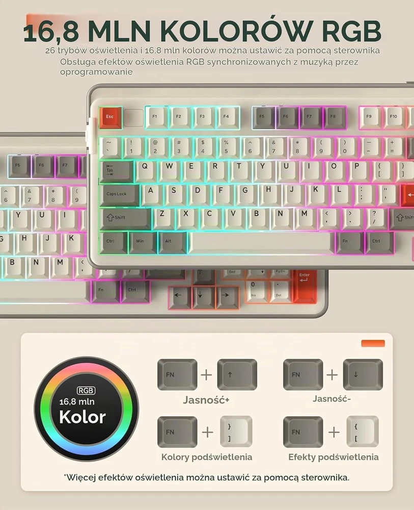 DAREU mechaninė belaidė klaviatūra su skaitmeniniu bloku, RGB, EK98 PRO-BG-D
