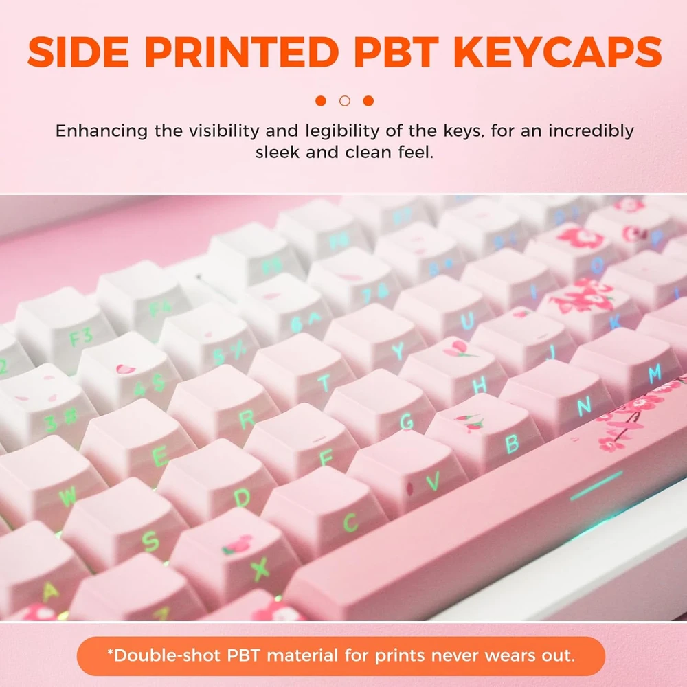 DAREU mechaninė belaidė žaidimų klaviatūra 75 %, 81 klavišas, RGB, EK75 PRO-PK-C