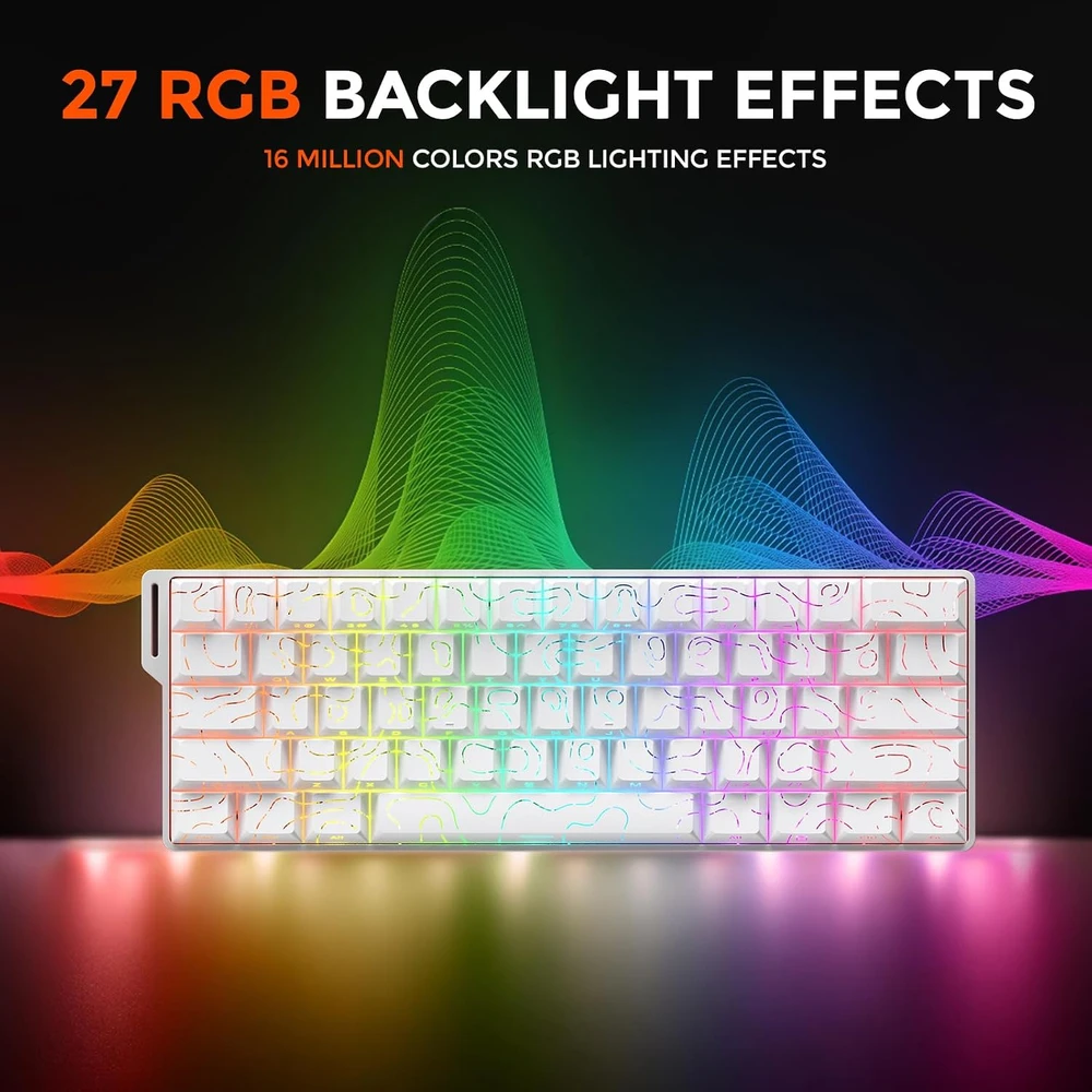 DAREU mechaninė žaidimų klaviatūra 60% su magnetiniais jungikliais, 8000 Hz, COOL60-WH