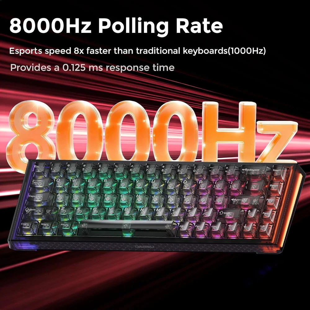 DAREU mechaninė žaidimų klaviatūra su Hall Effect jungikliais, 8000 Hz, COOL68-BK