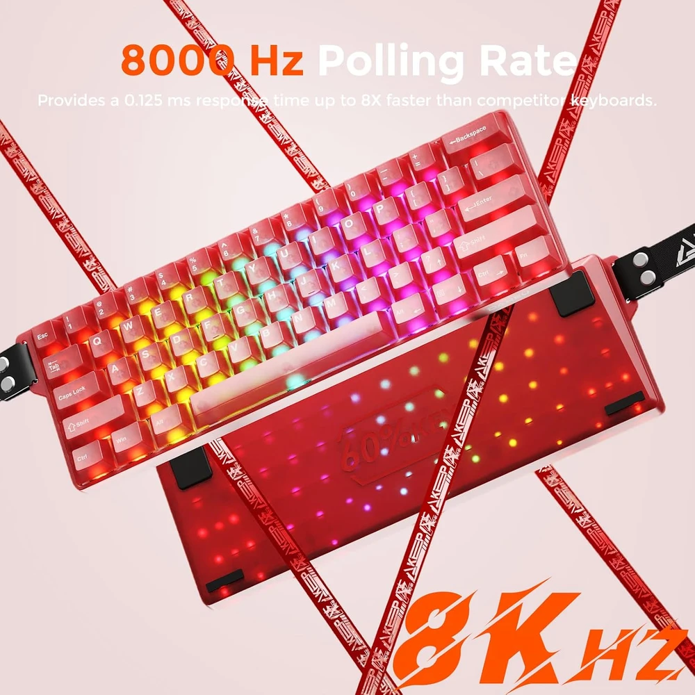 DAREU žaidimų klaviatūra su Hall efekto jungikliais, 8 kHz, 61 klavišas, COOL60-RD