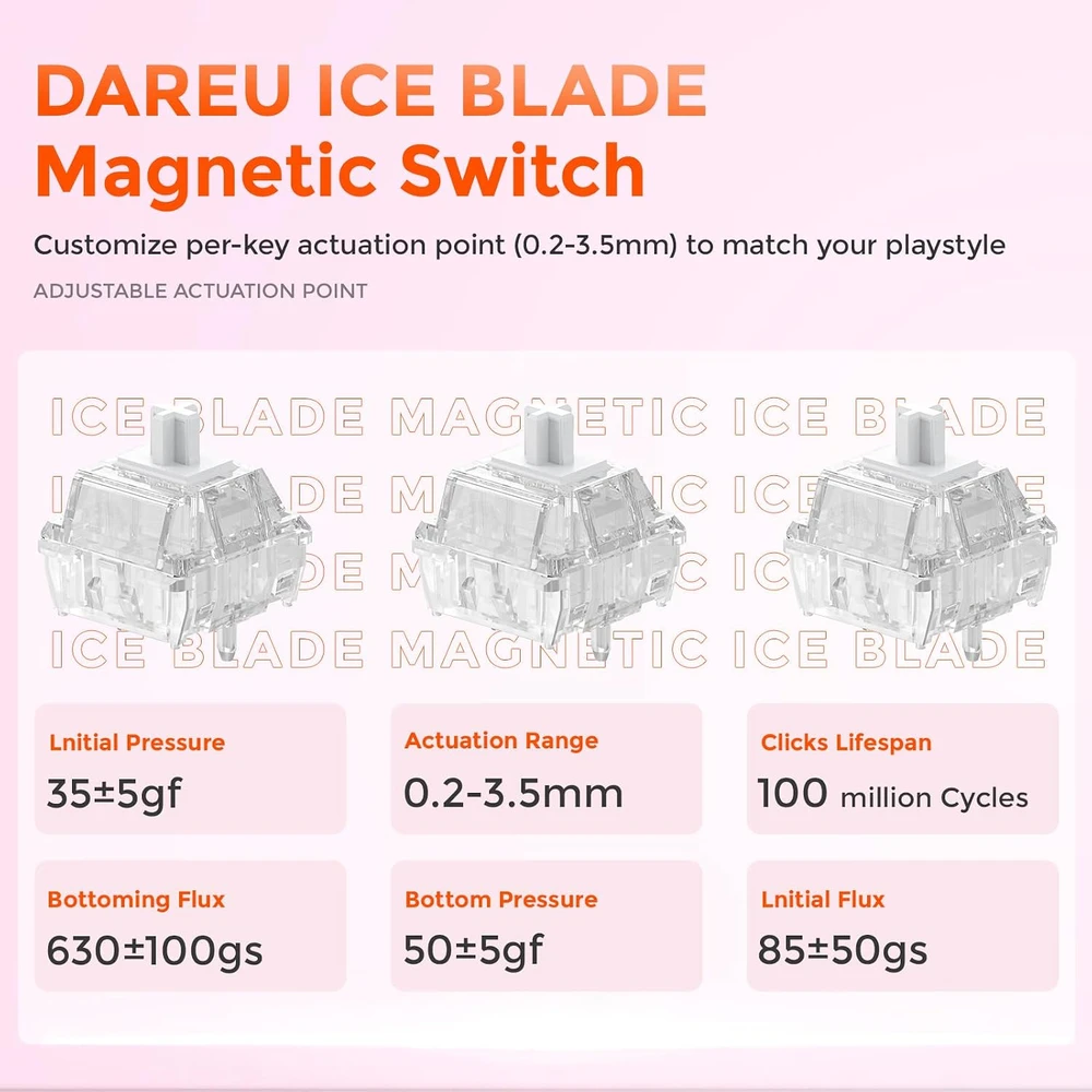 DAREU žaidimų klaviatūra su Hall Effect jungikliais, 68 klavišų, 8000 Hz, COOL68-SP