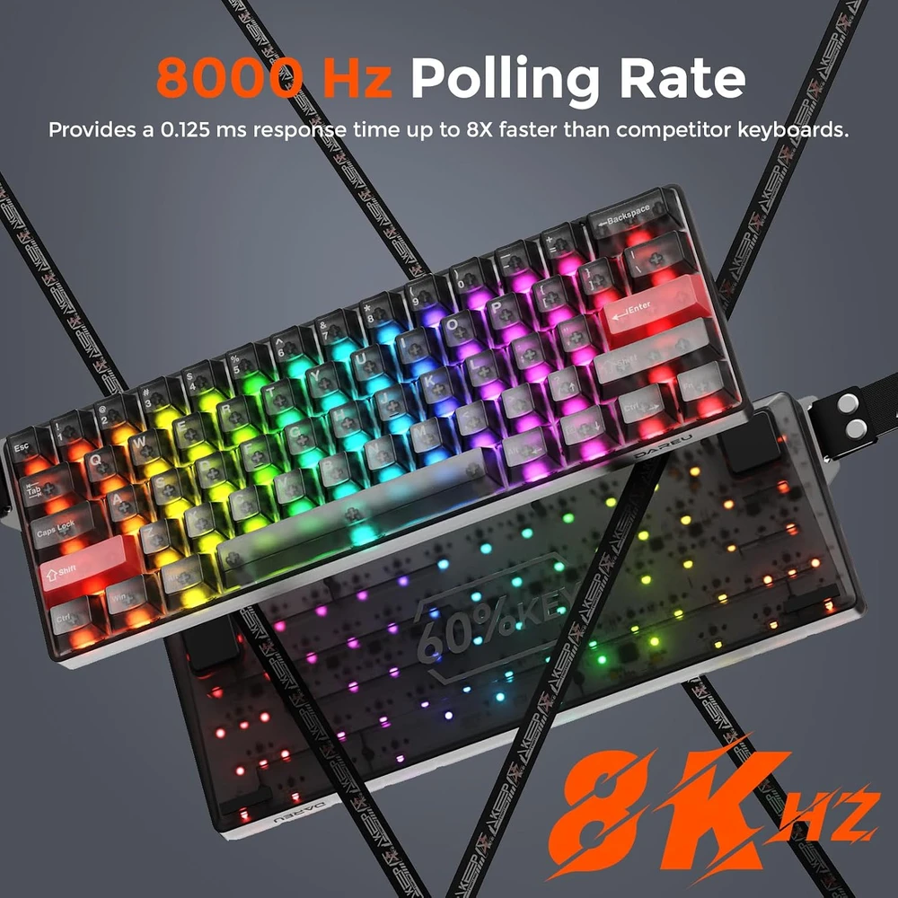 DAREU žaidimų klaviatūra su magnetiniais jungikliais, 60 %, 8 kHz, RGB, COOL60-BK