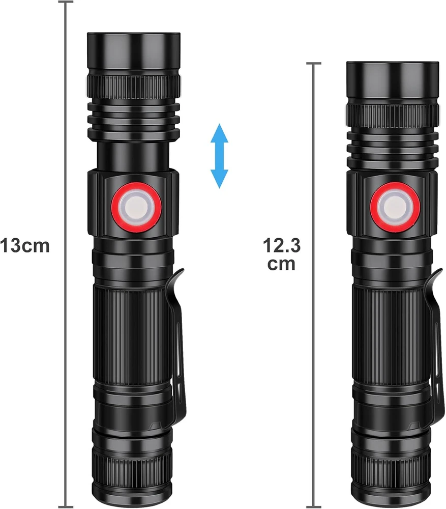 DARKBEAM LED įkraunama kišeninė prožektorius, 2000 lm, USB, atspari vandeniui, su fokusavimo reguliavimu, A300 X2, 2 vnt.