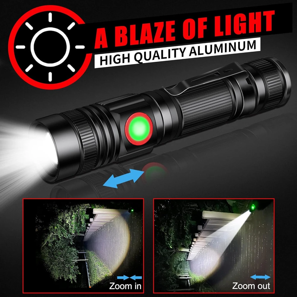 DARKBEAM LED žibintuvėlis, 2000 lm, įkraunamas USB-C, vandeniui atsparus, aliuminis, A300