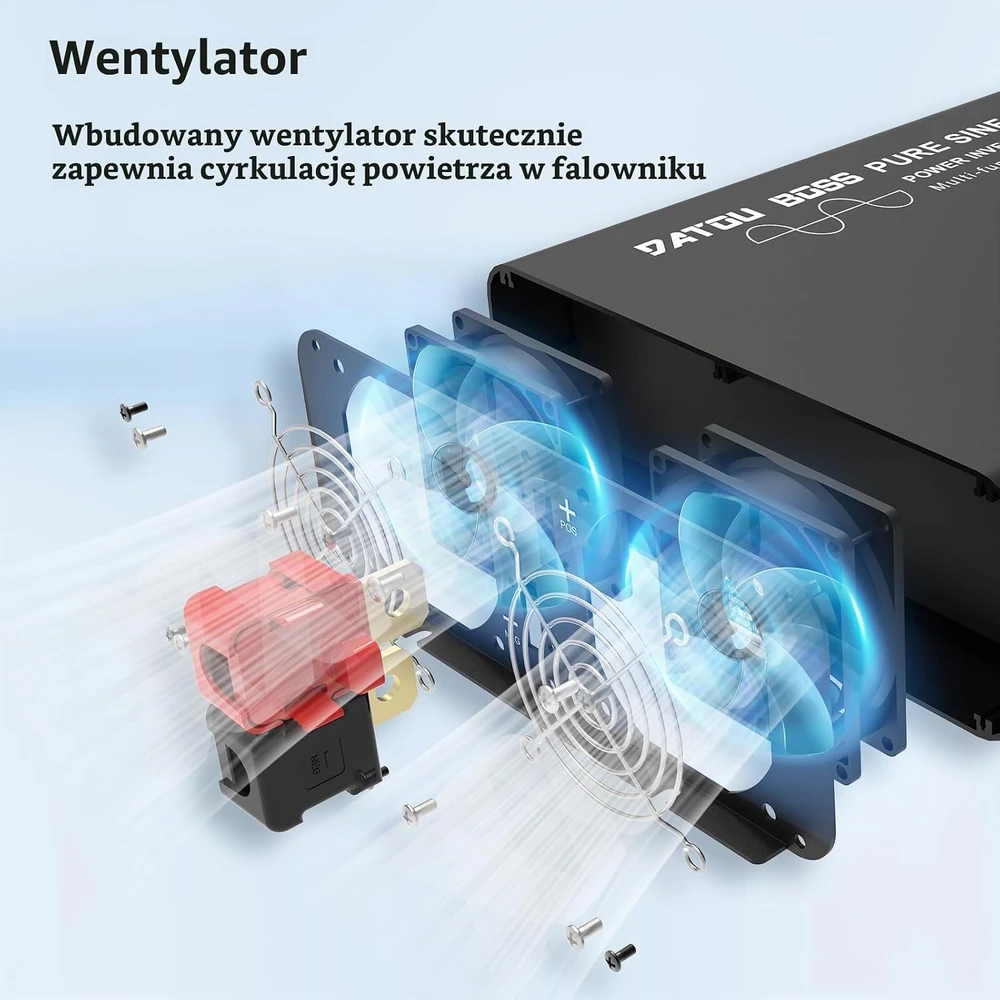 DATOUBOSS automobilinis grynosios sinusoidės įtampos keitiklis 12 V į 230 V, 3000 W, 12V 3000W EU