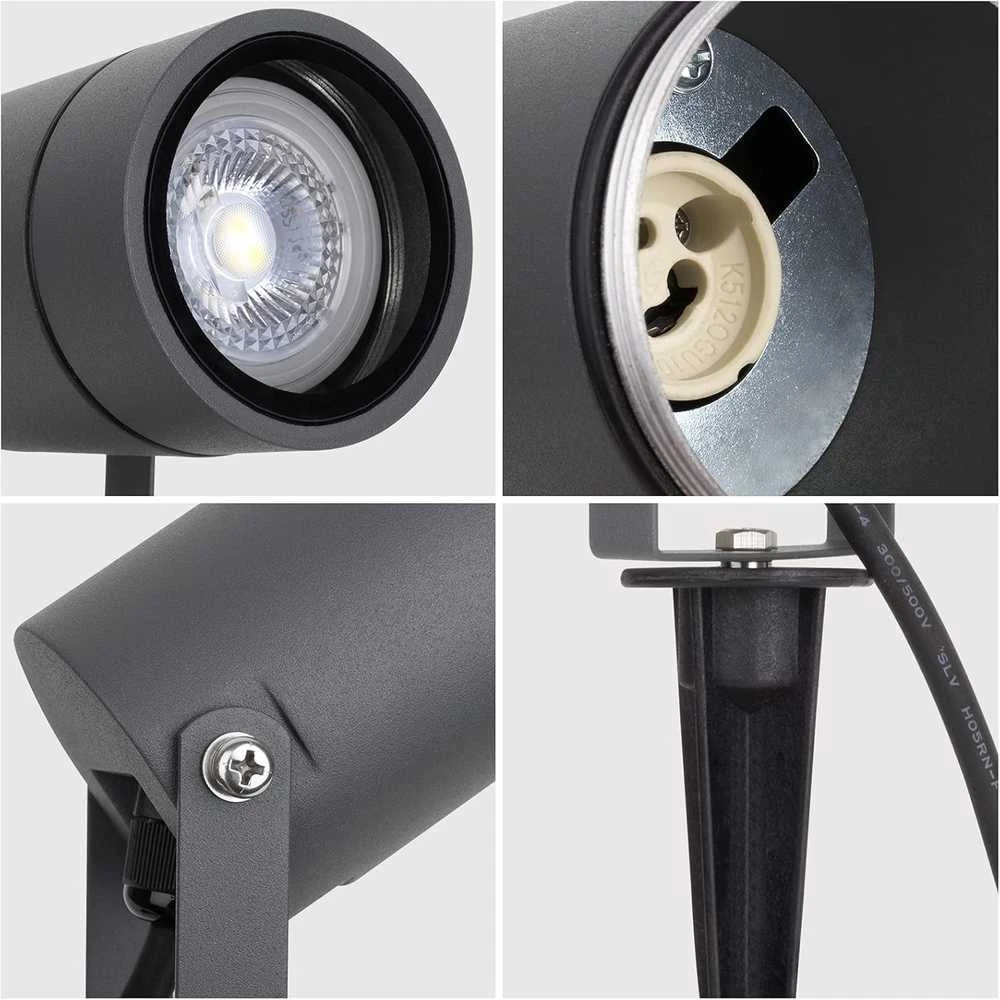 DAWALIGHT lauko LED šviestuvas su smaigaliu, GU10, IP65, 6 W, 3000 K, 4 vnt. rinkinys, ex049