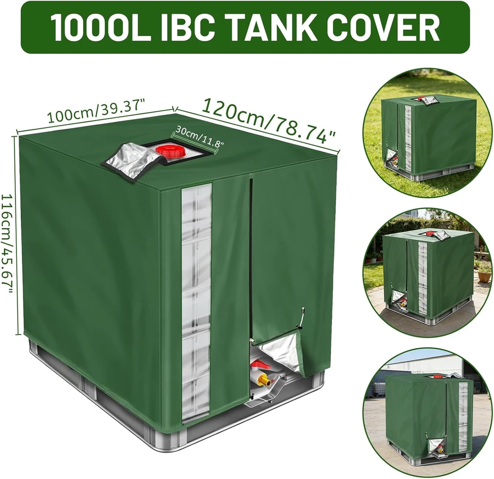 DBREAKS IBC talpos apsauginis uždangalas 1000 l nuo UV, vandenį atstumianti 210D Oxford su užtrauktuku