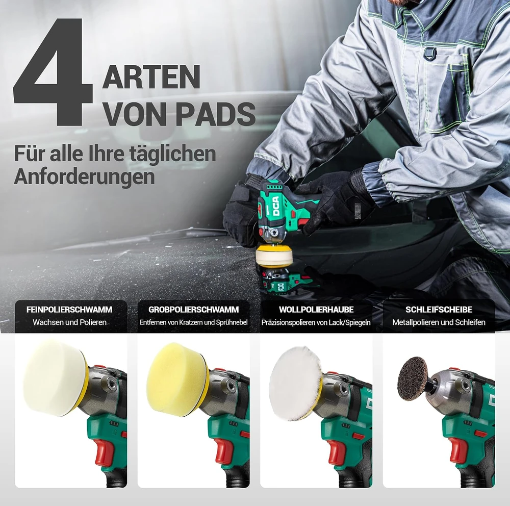 DCA akumuliatorinė automobilio poliravimo mašinėlė 12 V, 75 mm, 230 W, ADSP75(EK-EU01)