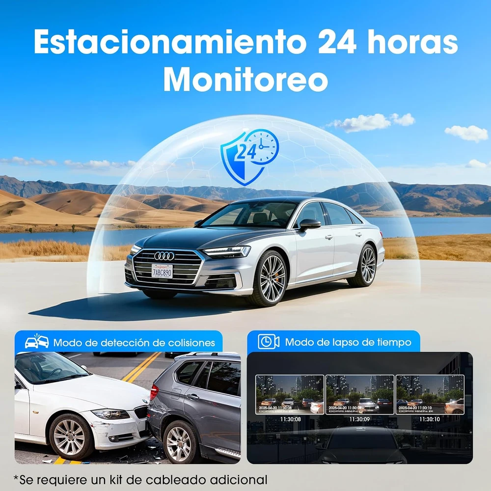 ddpai automobilinė kamera MINI Pro 4K su 64 GB kortele, Wi-Fi 6 ir 360° objektyvu