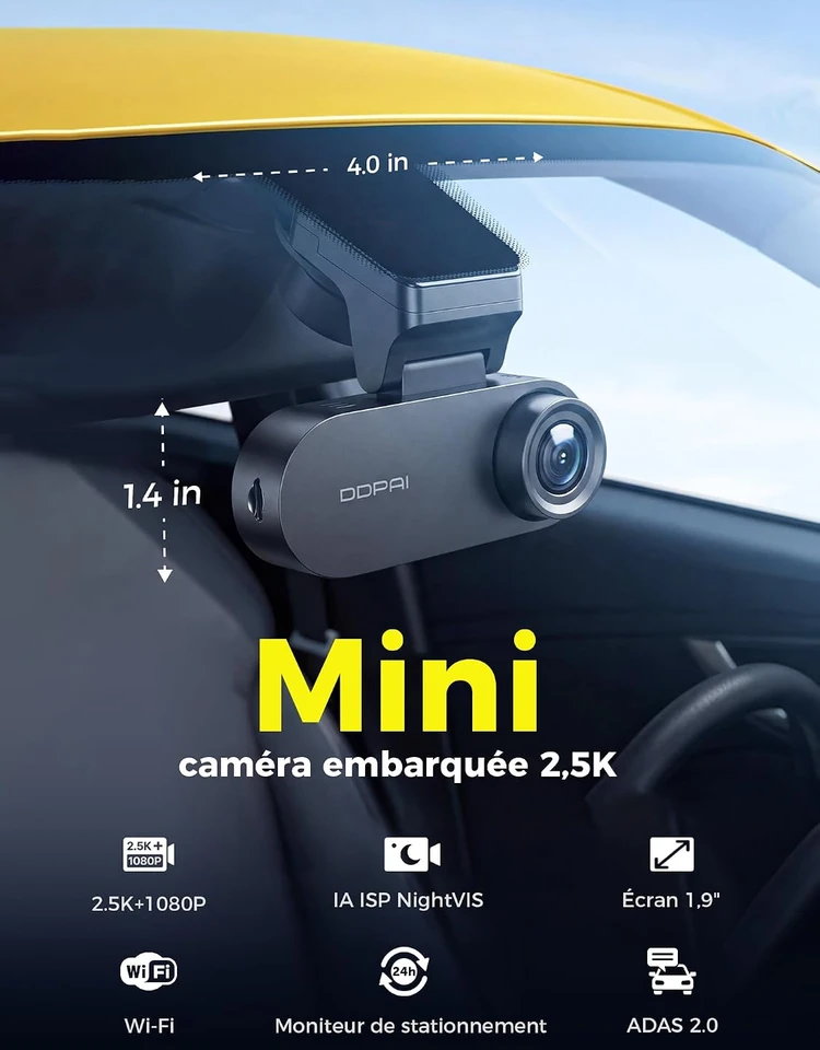 DDPAI automobilinė vaizdo kamera N2 Dual, priekinė ir galinė, 2,5K/1080p, Wi-Fi