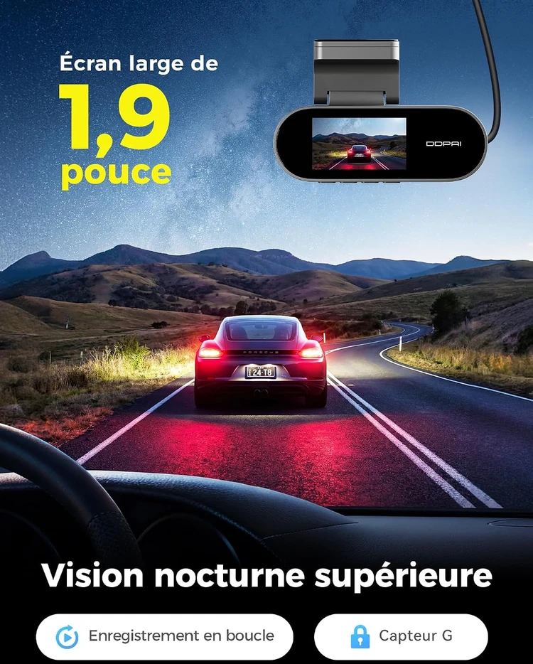 DDPAI automobilinė vaizdo kamera N2 Dual, priekinė ir galinė, 2,5K/1080p, Wi-Fi