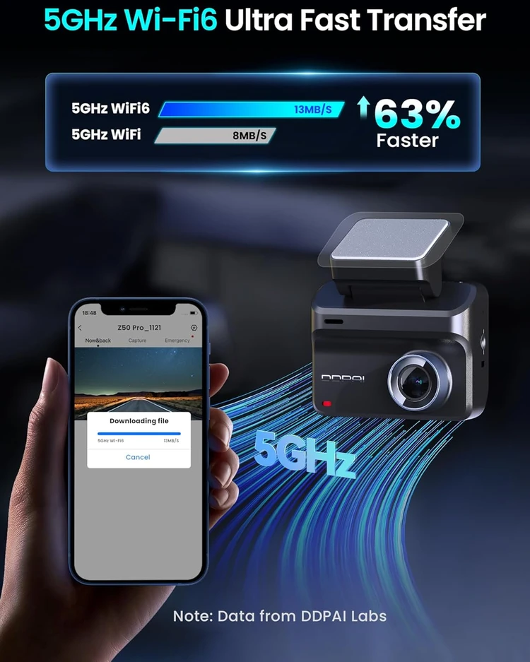 ddpai automobilinis vaizdo registratorius Z50 Pro 4K + 1080p su GPS ir Wi-Fi 6
