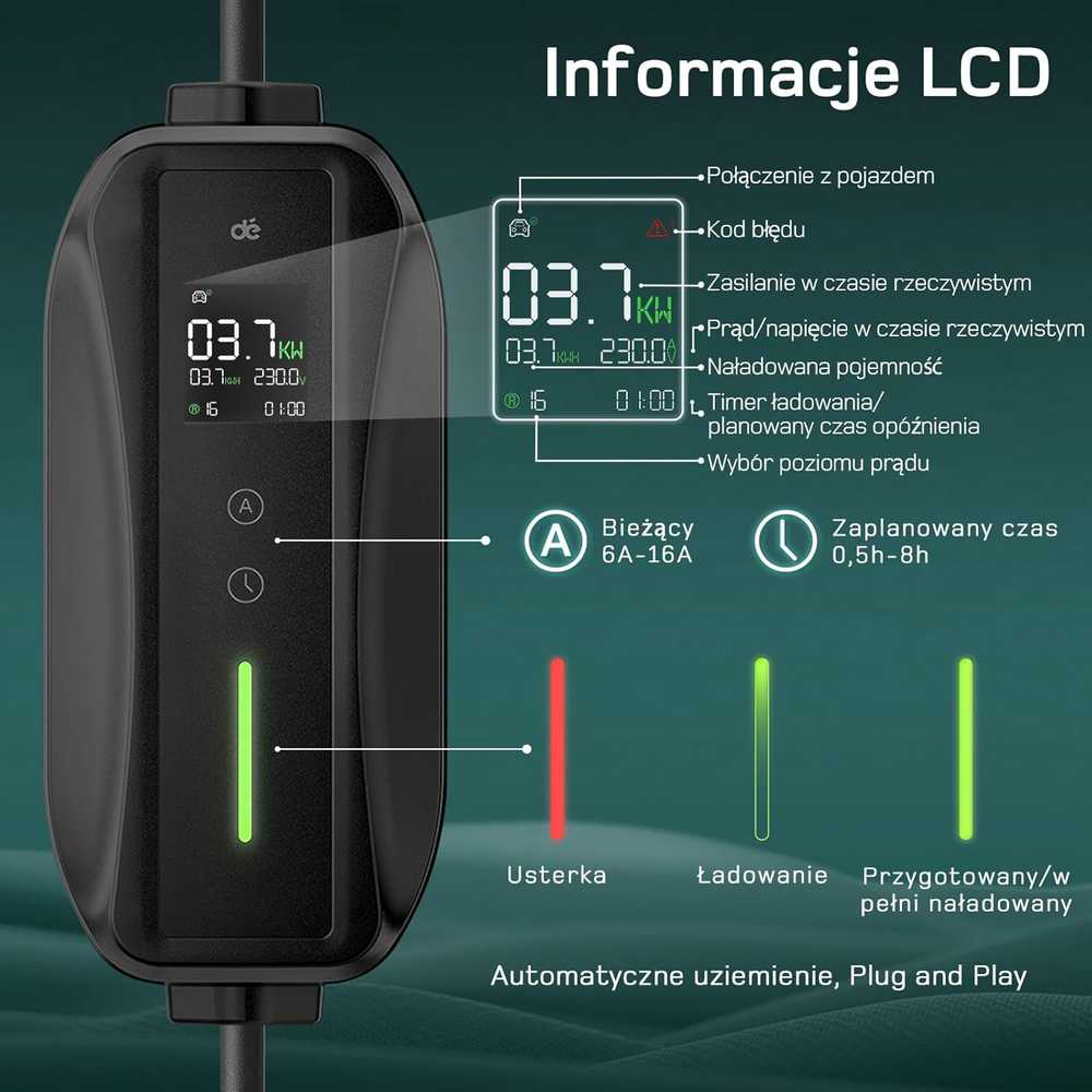 Deaccessories dé Elektromobilio įkrovimo kabelis 3,68 kW, 2 tipo