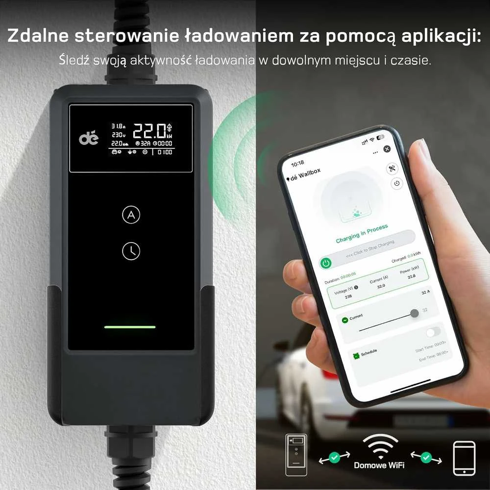 Deaccessories dé Mobilus elektromobilių įkroviklis 22 kW, su programėle