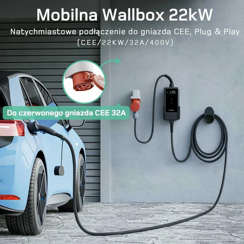 Deaccessories dé Mobilus elektromobilių įkroviklis 22 kW, su programėle