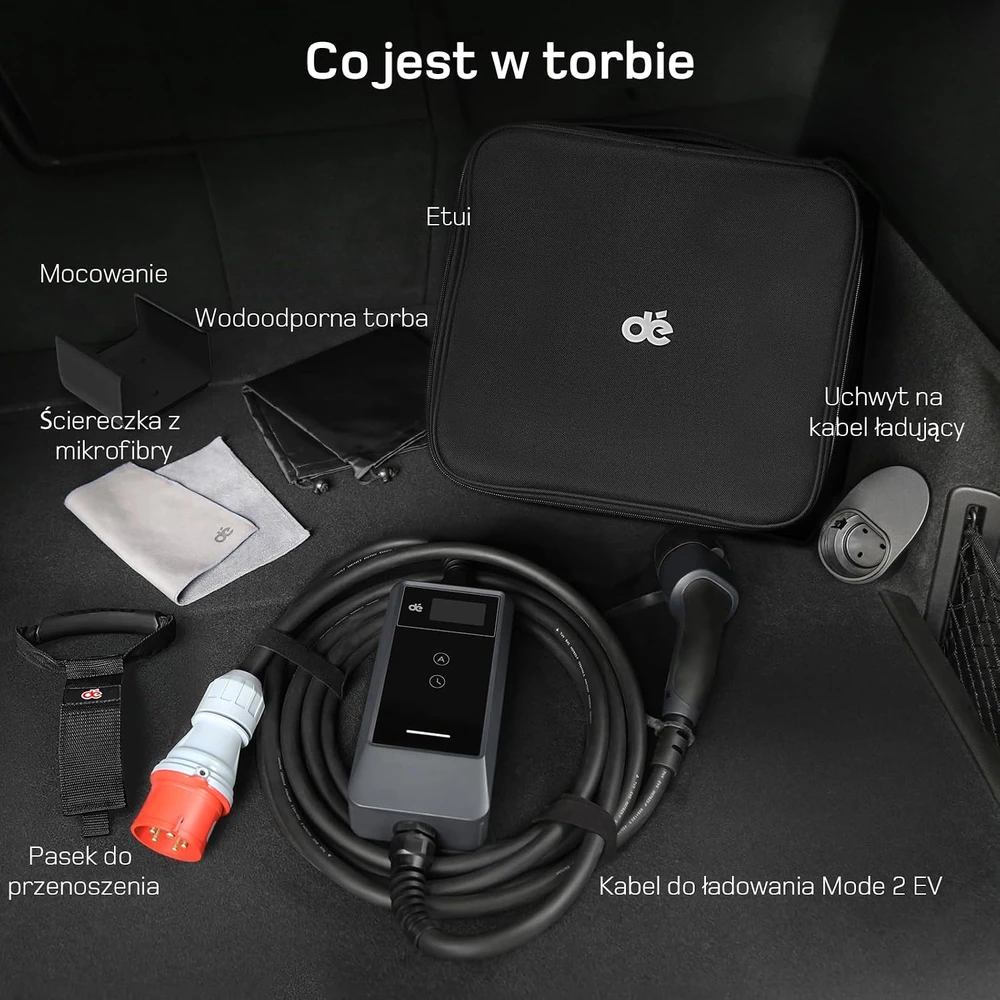 Deaccessories dé 22kW nešiojamas įkroviklis su 7m laidu (PROGRAMĖLĖS VERSIJA)