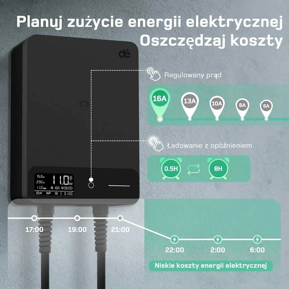 Deaccessories deWB11 Elektromobilių įkrovimo stotelė su programėle, 11 kW