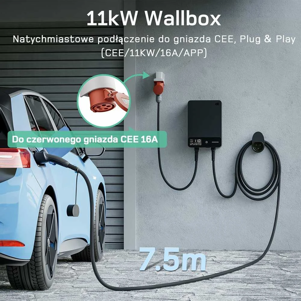 Deaccessories deWB11 Elektromobilių įkrovimo stotelė su programėle, 11 kW