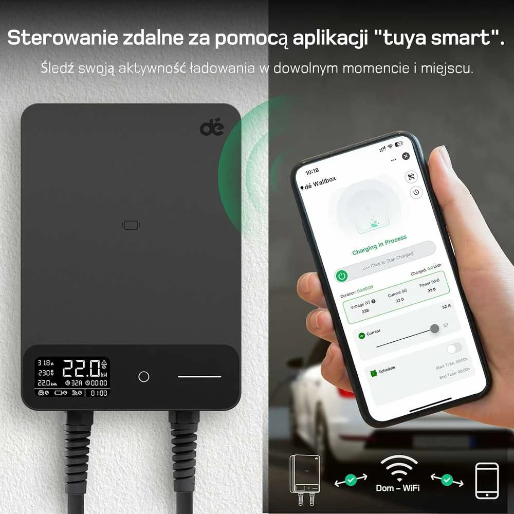 Deaccessories deWB11 Elektromobilių įkrovimo stotelė su programėle, 22 kW