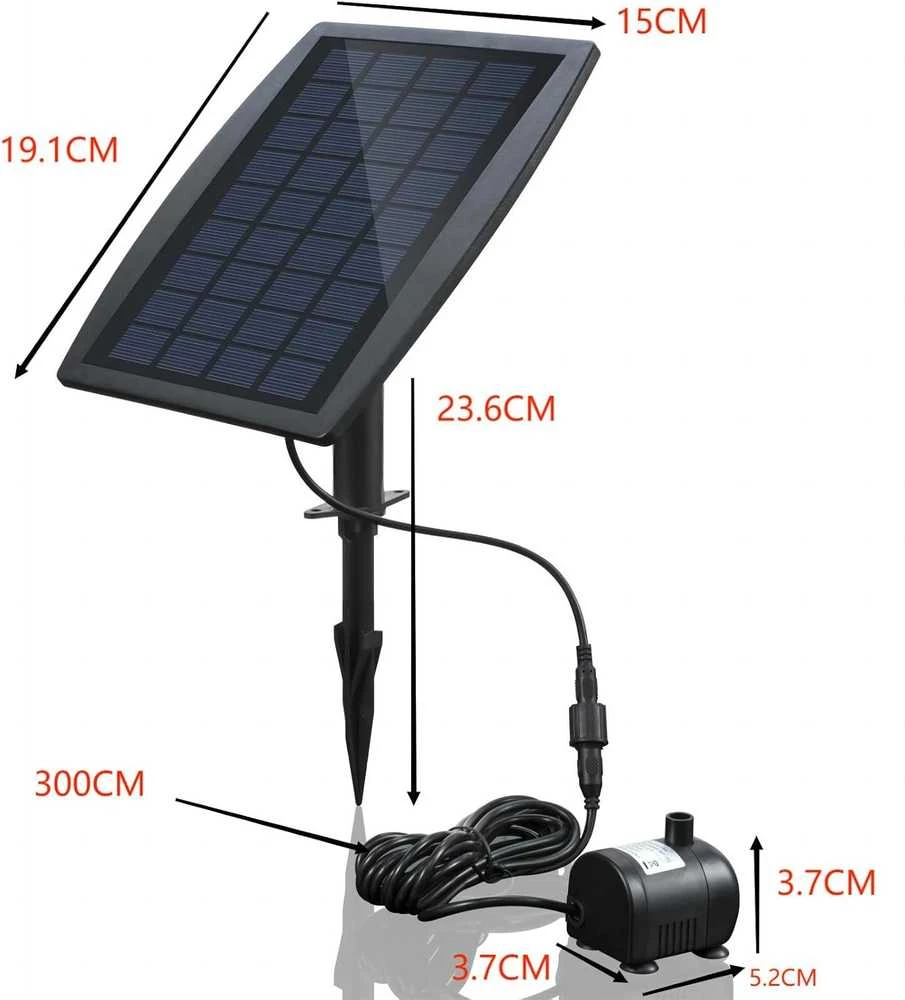 Decdeal saulės fontano pompa su 200 l/val srautu ir 9 V įtampa, BSV-SP025 modelis